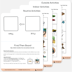 First/then board with activity cards