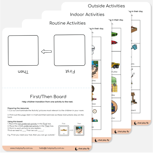 First/then board with activity cards